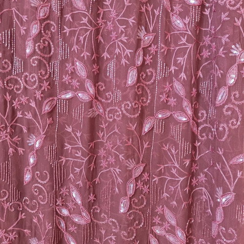 Silk muslin new with beads and sequins light brick color