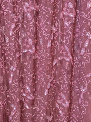 Silk muslin new with beads and sequins light brick color
