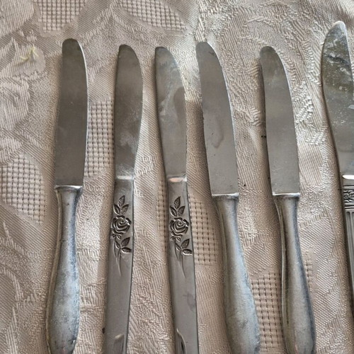 Silver-plated knives used, different designs, pack of 10