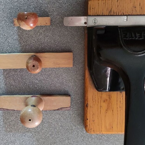 Vintage large Leitz hole punch like new with 4 old wooden stamps