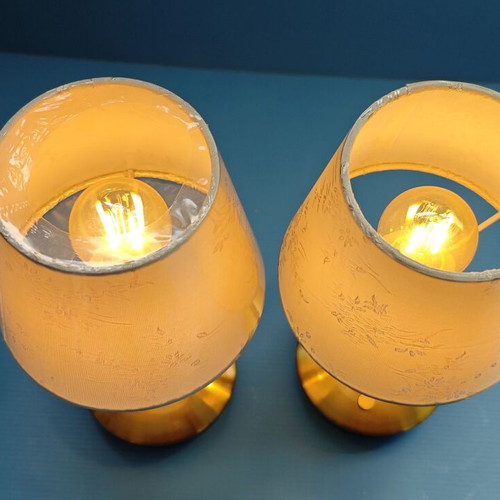 Egobasic cordless table lamps set of two new gold with fabric shades