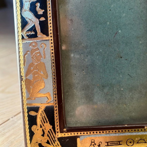 Egyptian leather photo frame used with Pharaoh depictions 20x14cm