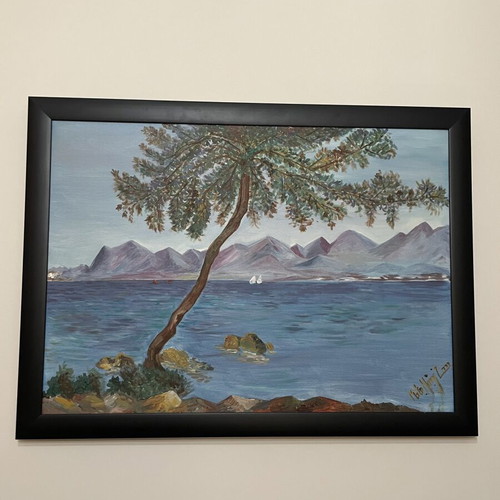 Painting inspired by Claude Monet, like new, framed with signature