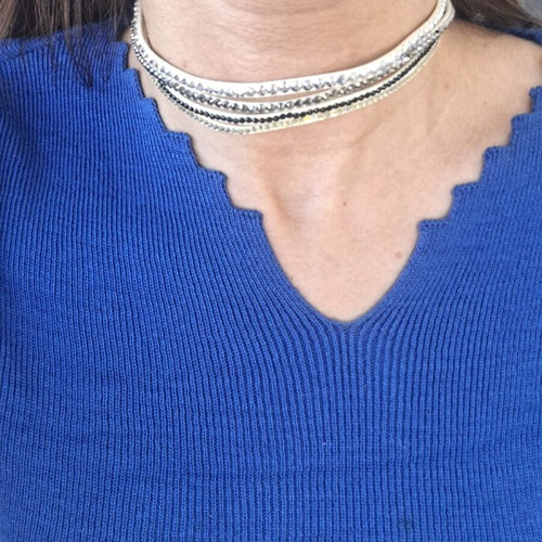 Multilayer bracelet used white with rhinestones