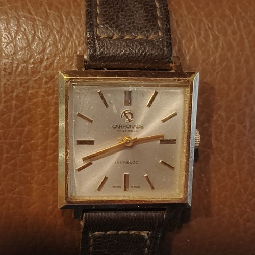 Carronade Vintage 17 Jewels Incabloc Swiss Made Square Men's Watch used