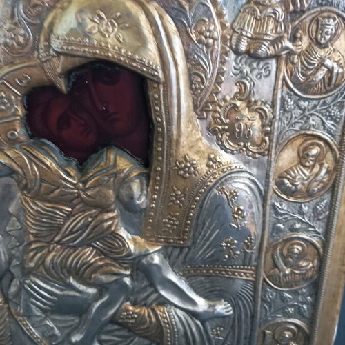 Axion Esti silver-gilded icon used 31x22.5cm