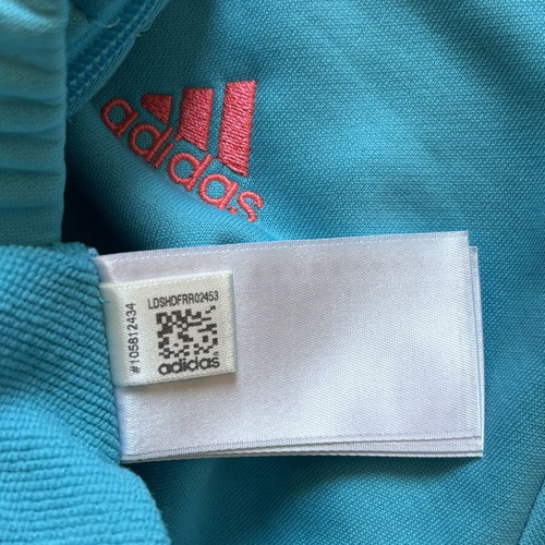 Adidas women's top size S like new, turquoise with yellow stripes