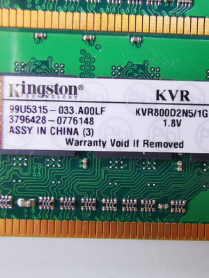 Μνήμες DDR2 Kingston KVR800D2N5/1G 1GB μεταχειρισμένες για σταθερό υπολογιστή