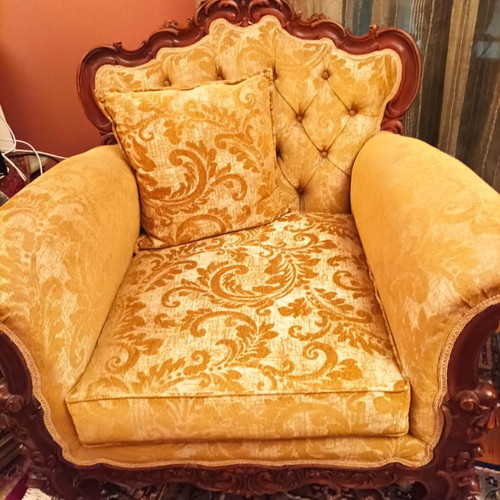 Living room set used with three-seat sofa, armchairs, chairs and handmade table