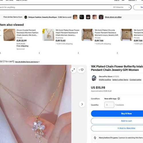 Flower stainless steel necklace golden with sparkling stones new