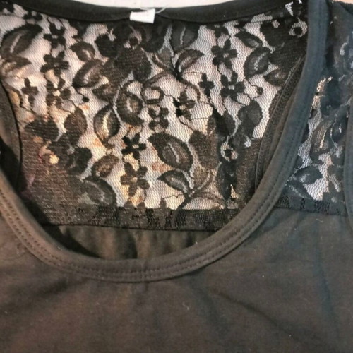 Sleeveless Black Blouse with Lace and Silver Details new