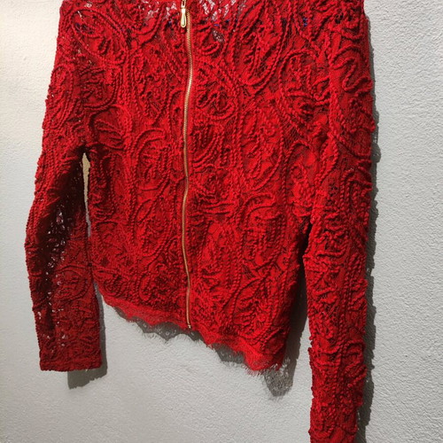 Zara women's crop top like new, red lace with zipper