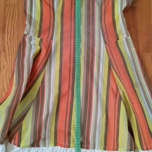 1970s striped dress with bib front and puff sleeves used