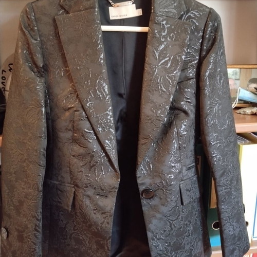 Karen Millen women's black brocade blazer, size 38