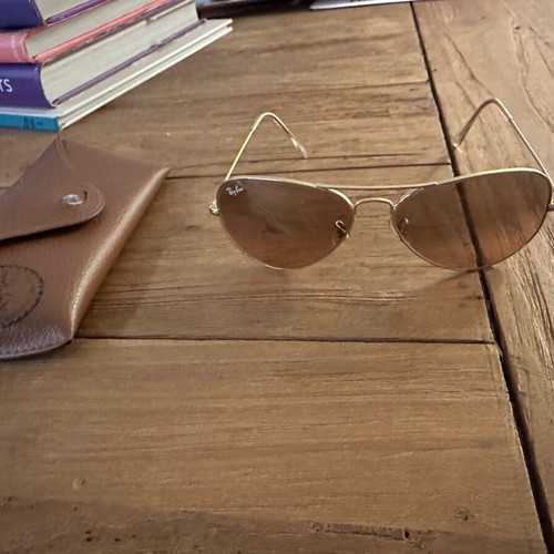 Ray Ban sunglasses used with gold frame and pink lens
