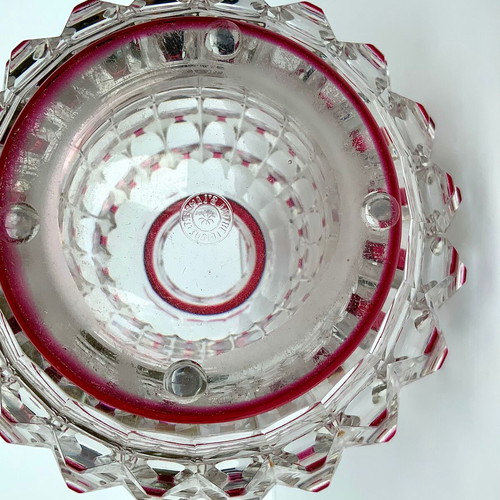 Val Saint Lambert Art Deco vase used, clear and ruby red crystal