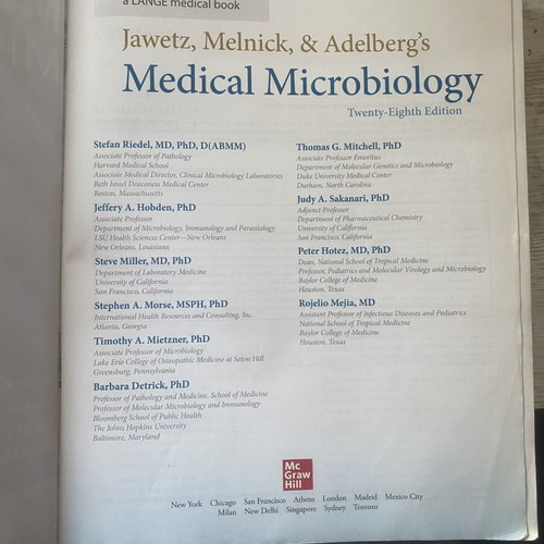 Jawetz Melnick & Adelberg's Medical Microbiology 28th Edition used