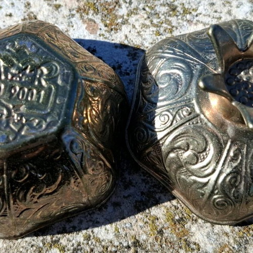 Vintage Acar decorative pomegranate-shaped boxes used, set of 3