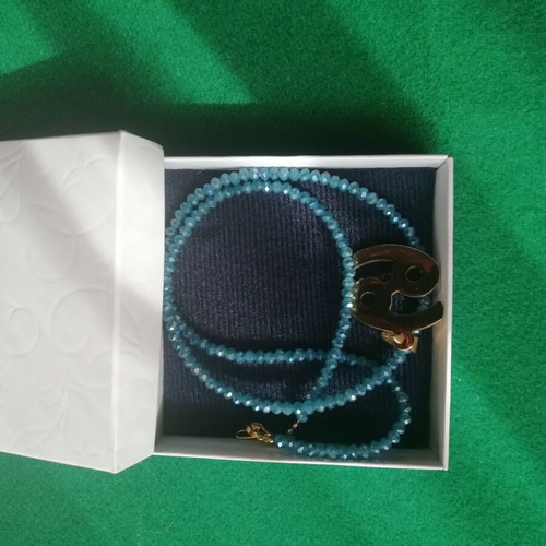 Cancer Zodiac Necklace gold plated with blue iridescent pendant