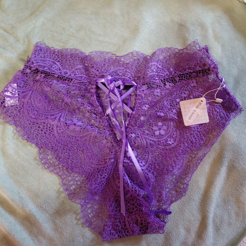 Modern Ocean Purple Lace Lingerie New with Ribbon and Tag L/XL