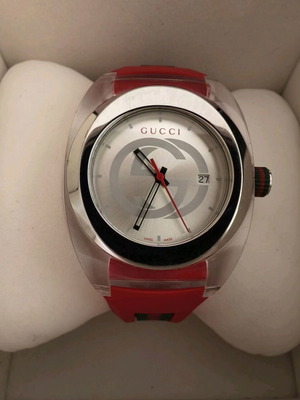 Gucci Sync 137.1 XXL Sherry Line Rubber ρολόι σαν καινούργιο, κόκκινο