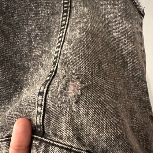 Denim sleeveless jacket like new, size S, black with studs