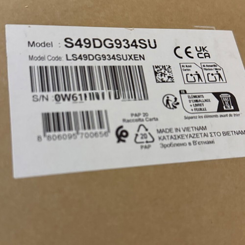 Samsung Odyssey G9 OLED 49" monitor, model S49DG934SU
