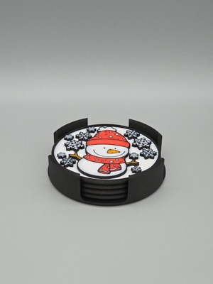 Christmas coaster set with holder new