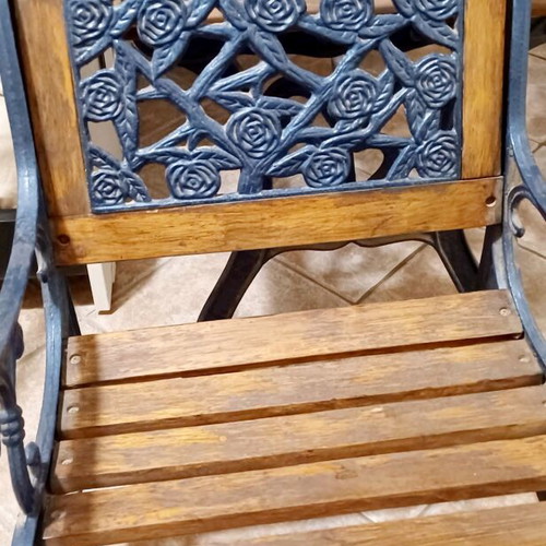 Outdoor patio set used with 3-seat sofa, 2 armchairs and rose design table