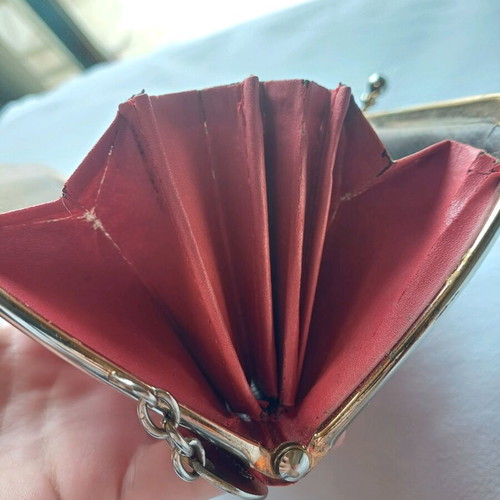 Women's vintage wallet used, red with visible wear