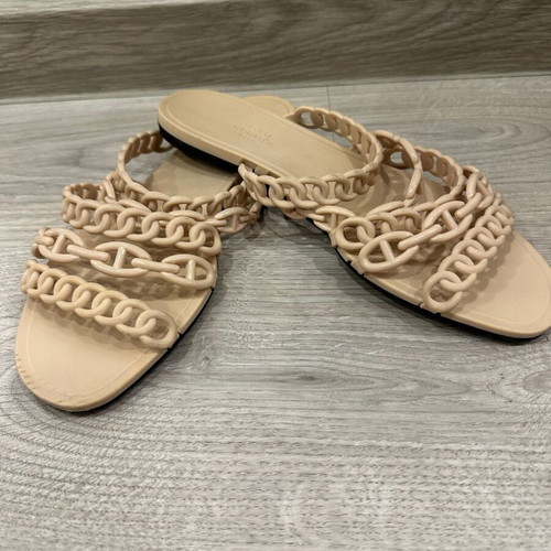 Hermès Rivage sandals size 40 like new, beige rubber chain design