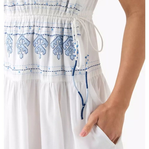 Zara βαμβακερό φόρεμα με μπλε κέντημα, ελληνικό στυλ, XS