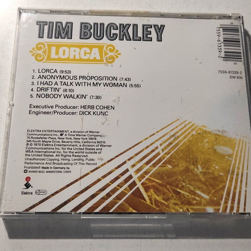 Tim Buckley Lorca CD, rock