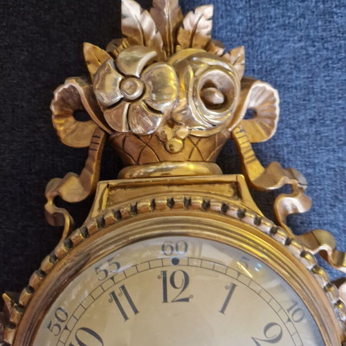 Swedish Wooden Replica Rokoko Wall Clock used