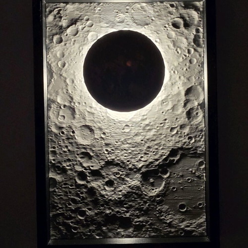 3D Printed Moon Landscape Frame with LED Light and USB Power like new