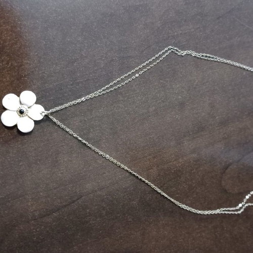 Silver gold-plated necklace with pendant flower 44 cm new Loisir