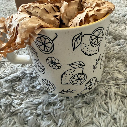 Ceramic mugs Sinsay with lemon and avocado design, new