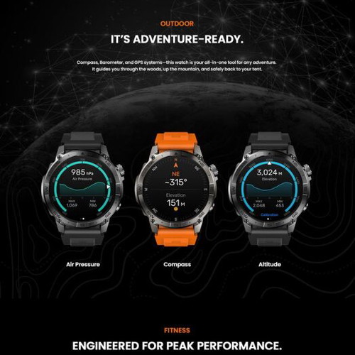 Zeblaze Stratos 2 Plus 1.43 inch AMOLED GPS smartwatch black new