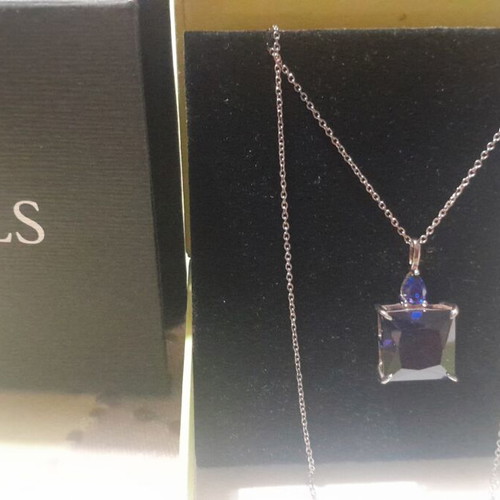 Jools necklace 925 silver, new, gray and blue