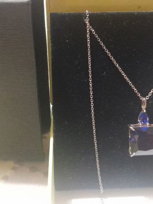 Jools necklace 925 silver, new, gray and blue