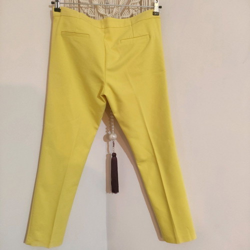 Office pants and top with hearts used, yellow and blue