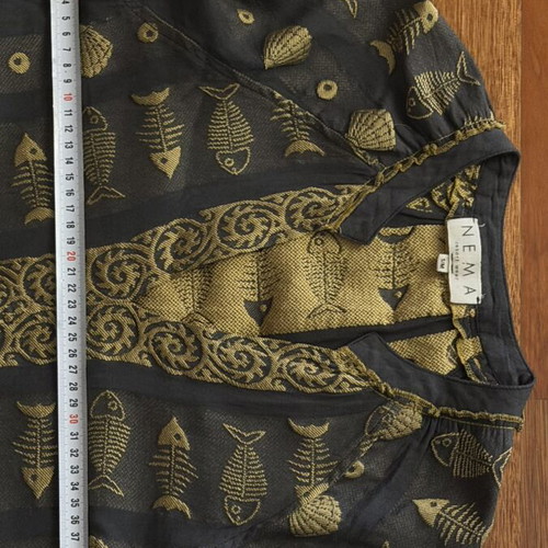Nema Resort dress like new, gray with gold embroidery, size S/M