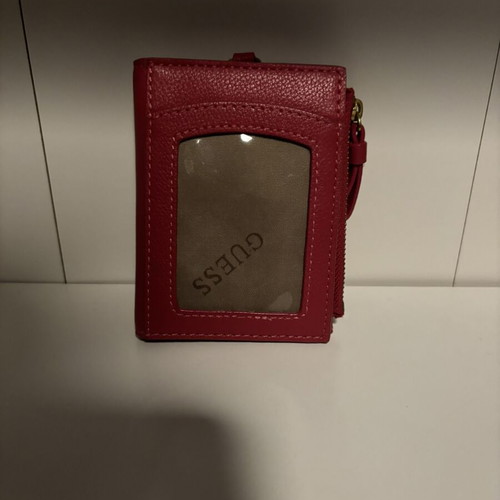 Guess women's wallet with keychain, burgundy quilted design