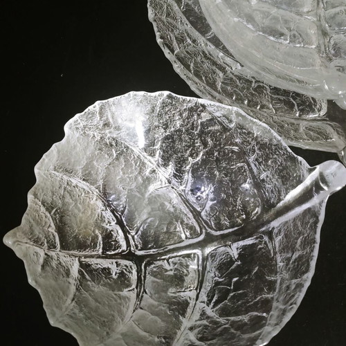 Maleras/Royal Krona Leaf 5-piece set handmade lead crystal plates Mats Jonasson