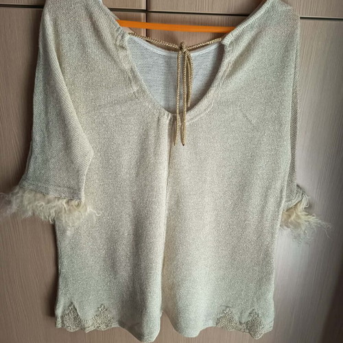 Be You women's beige sweater like new, size No M/L with gold