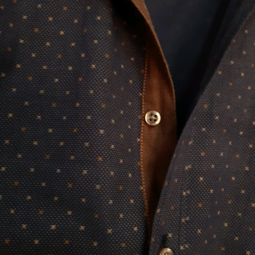 Men's shirt dark blue with brown details like new, size M