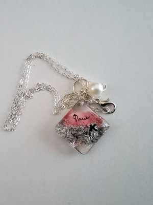 Handmade necklace "K" new, pink and silver