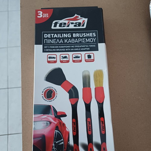 Feral Detailing Brushes set of 3 with angle adapter new