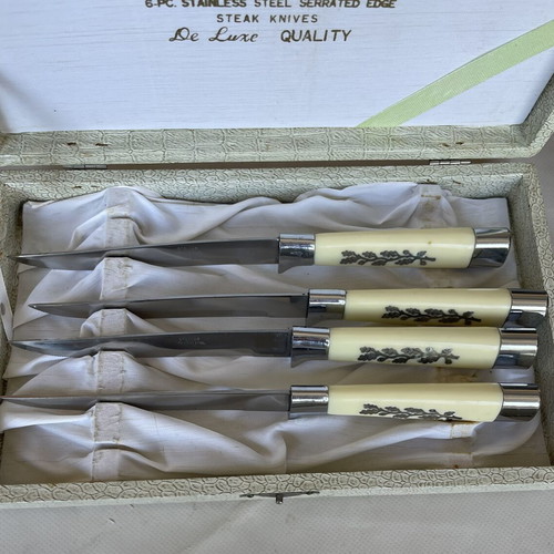 Stellar mid century knife set 4 pieces stainless steel serrated edge used