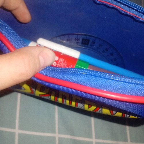 Spanteran pencil case new filled with markers and colored pencils
